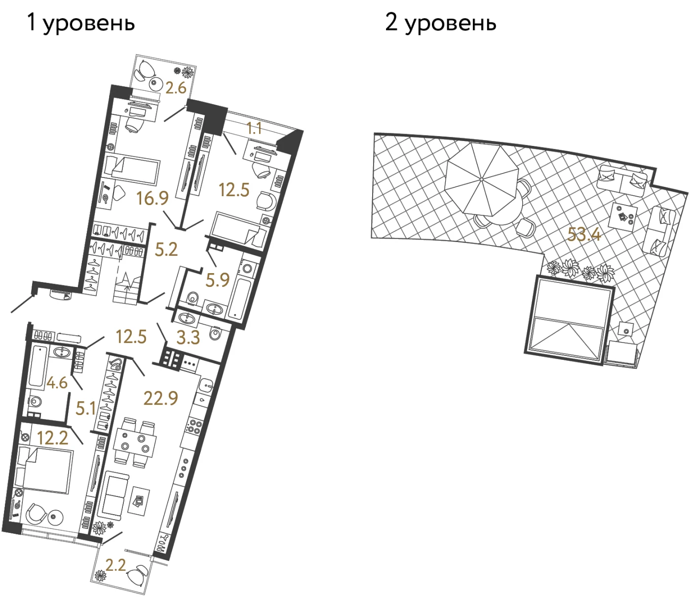 Планировка 3-комнатная 101,1 м² в доме «Цвет Зеленогорска» — Дом «Цвет Зеленогорска»