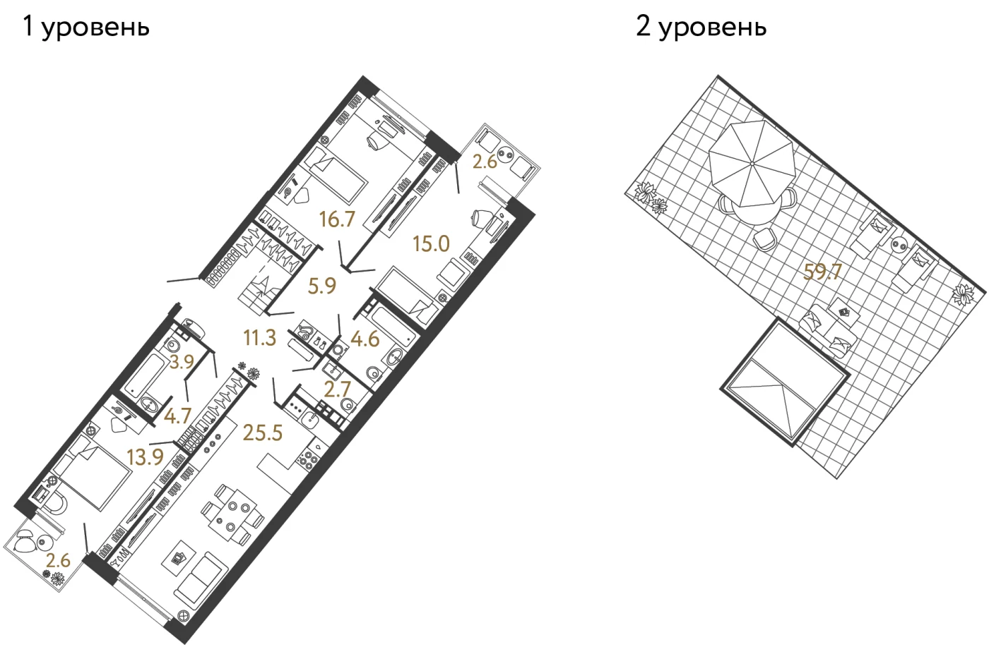 Планировка 3-комнатная 104,2 м² в доме «Цвет Зеленогорска» — Дом «Цвет Зеленогорска»