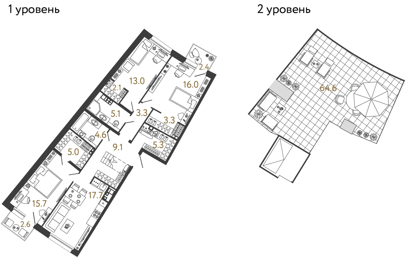 Планировка 3-комнатная 100,2 м² в доме «Цвет Зеленогорска» — Дом «Цвет Зеленогорска»